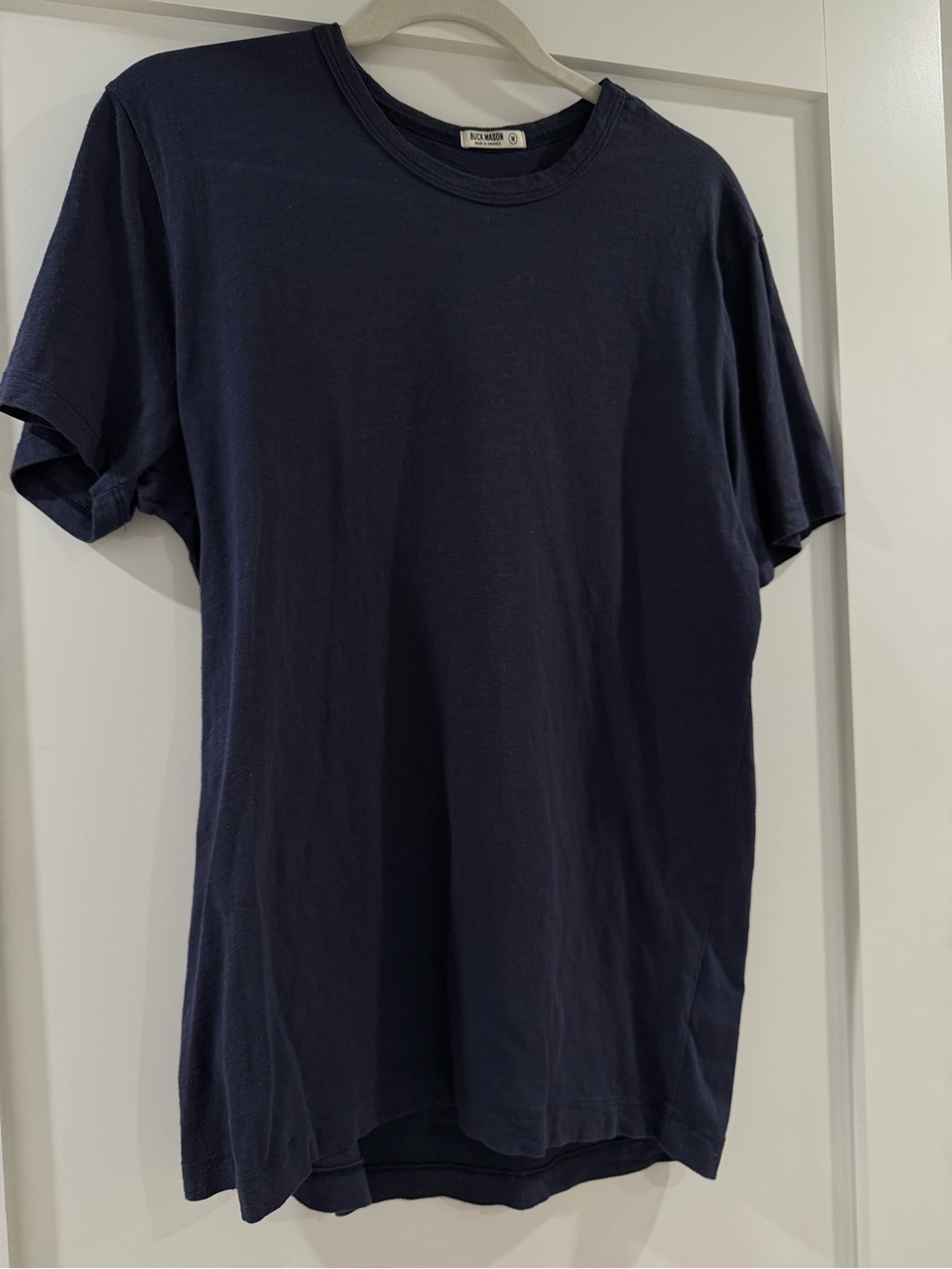 Buck Mason Pima Flat Hem Navy Men's Crew Neck T-Shirt